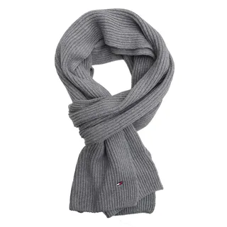Tommy Hilfiger Schal Strickschal Cotton Cashmere Scarf Grau Grey Heather - 180 x 27 cm