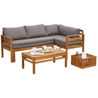 Gartenmöbel Ambiente Gartenlounge-Set Paraguay, (Multifunktionsset, Eckset mit ausziehbarer Sitzfläche), ausziehbare Sitzfläche, höhenverstellbarer Tisch beige