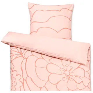 TencelTM-Baumwoll-Bettwäsche - 1 Seite hellrosé mit roséfarbenem, floralem Alloverprint, 1 Seite hellrosé - Lyocell- Maße: 155 x 220 cm - rosé