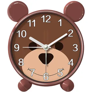 HERCHR Niedlicher Wecker, Lernwecker, Cartoon-Bär-Wecker, Wecker Kinder Ohne Ticken, Kinderwecker, Kleiner Nachttischwecker, Tiergeräusche, Nicht Tickend, Batteriebetrieben, Für Schlafzimmer