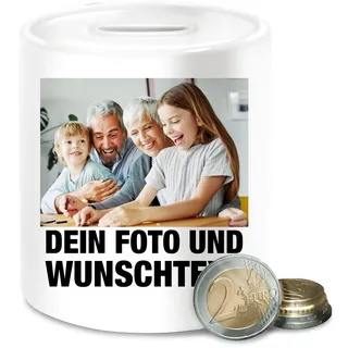 Spardose - Mit Foto I Eigenem Bild I Text I Name I Wunschtext - Unisize - Weiß - trinkgeldkasse für friseure Foto-spardose selbst drucken Photo sparbüchse fotospardose spendenbox individuell