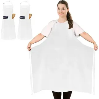 Schürze Kochschürze Arbeitsschürze Plus Size 2 Taschen Weiß