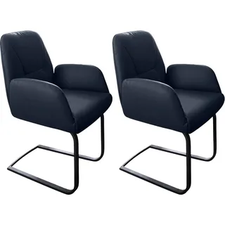 W.Schillig Freischwinger ole Leder blau 2er Set