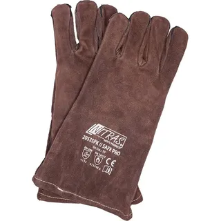 Nitras Hitzeschutzhandschuhe Grillhandschuhe hitzebeständig Leder Backhandschuhe Ofenhandschuhe (Packung, 1-St., Gr 10) Hitzebeständig/robust braun