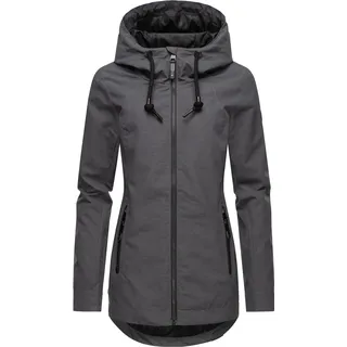 Ragwear Damen, Übergangsjacke leichte Jacke Kurzmantel wasserdicht mit Verstellbarer Kapuze Zuzka Intl Dark Grey Melange24 Gr.