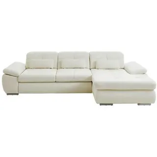 Beldomo Speed Ecksofa, Weiß, Leder, Echtleder, Rindleder, 3-Sitzer, Ottomane rechts, L-Form, 325x195 cm, Goldenes M, erweiterbar, Typenauswahl, Bettkasten erhältlich, Fußauswahl, Lederauswahl, seitenverkehrt Schlafen auf Sitzhöhe, einzeln ausziehbar, Bettfunktion Hocker individuell planbar, in den Filialen erhältlich, Wohnzimmer, Sofas & Couches, Wohnlandschaften, Ecksofas