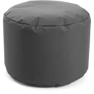 mokebo® Outdoor Pouf o. Hocker 60x40cm Anthrazit für Balkon & Garten 'Der Ruhestifter' Sitzhocker rund, Bodenkissen, Fußhocker, Sitzpouf, Puff, Beistelltisch m. EPS-Perlen Füllung, Indoor geeignet