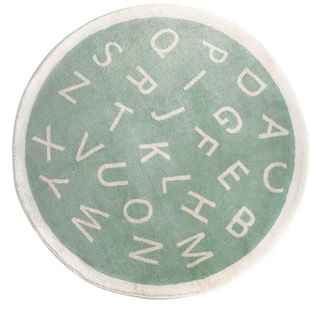 ZYFAB Runder ABC-Teppich aus weichem Plüsch, rutschfeste Alphabet-Bodenmatte für Kinderzimmer-Lernspielteppich für Klassenzimmer,B,Diameter:200cm