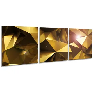 artissimo Bilder-Set, Gelb, Glas, Abstrakt, Rechteckig, 150x50 cm, Bilder und Zubehör, Wandbilder, Glasbilder