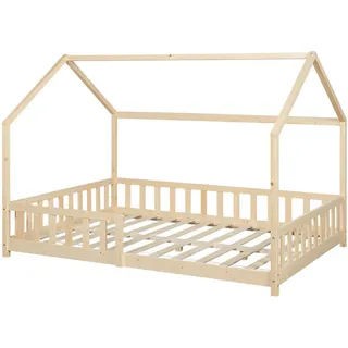 en.casa kids Hausbett Hesel 120 x 200 cm Kiefer natur beige