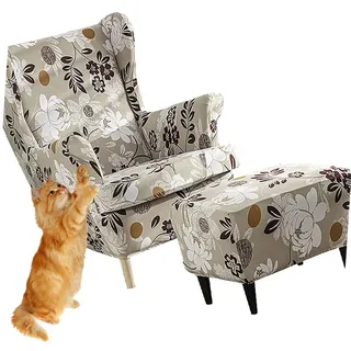 3 Teilig Ohrensessel Überzug Mit Ottomane Schonbezug Tiger Stuhlbezug Mit Armlehne Ohrensessel Schonbezüge Stretch Sessel Überwürfe Ohrensesselbezüge Bezug Sesselhusse Tiger Stuhlbezug ( Color : #48 )