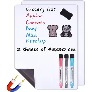 Magnetische Whiteboard Folie Für Kühlschrank – 2Er Pack 45 X 30 Cm Kleine Magnet