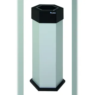 Sixco Abfallsammler retro-modern, sechseckig, lichtgrau, 45 Liter