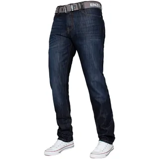 Ze ENZO für Herren Designer Denim Jeans aus 100% Baumwolle mit normaler Passform, Großer König groß, Reißverschluss 34W / 34L Indigo - 34