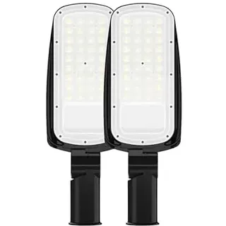 ENOVALITE 2 Stück LED Straßenlaterne 50W 7000lm, 5000K Neutralweiß | IP65 Außenleuchte, Mastleuchte, geprüfte Straßenlampe für Hof, Einfahrt, Parkplatz und Wege, Außenbeleuchtung