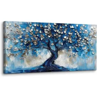 Leinwandbild blauer abstrakter Blauer Abstrakter Baum 100L x 50B cm