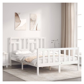 vidaXL Bett Massivholzbett mit Kopfteil Weiß weiß 190 cm x 120 cm
