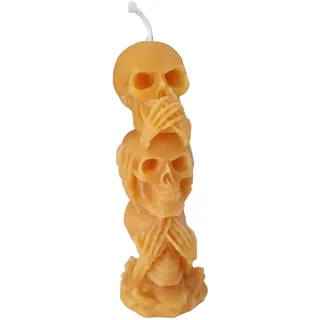 Bienenwachskerze Totenkopfkerze 13 cm Halloween Skull — handgegossene Skull-Skulptur hoch Memento mori, Made in Germany