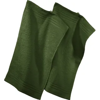 REDBEST Gästetuch New York 2er- Pack dunkelgrün Größe 30x50 cm - leichte, weiche Qualität, saugstark, sehr strapazierfähig, 100% Baumwolle