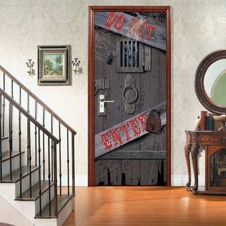 Türaufkleber Türtapete Halloween Horror Türschloss Selbstklebend Türposter Wandbilder Tür Poster 90x200cm
