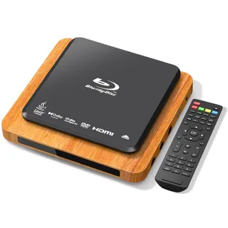 Blu Ray Player 1080P Full HD, Region B/2 Blu-ray & All Region DVD Player, Dolby Audio, HDMI/AV/USB, PAL/NTSC, HDMI & AV Kabel, kompakter DVD Blu-ray Player für TV & Heimkino