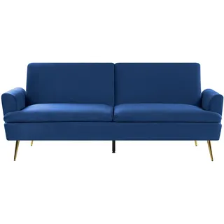 Beliani Schlafsofa 3-Sitzer Vettre Samtstoff Marineblau
