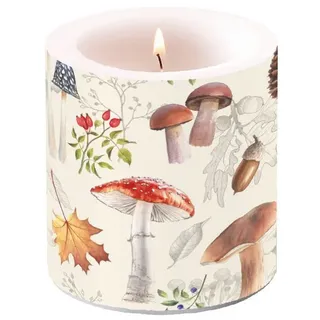 Ambiente Papierserviette Herbst – Kerze klein – Candle small – Format: Ø 7,5 cm x 9 cm –