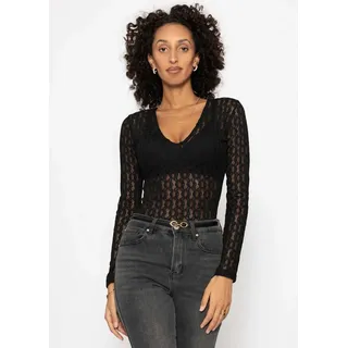 SASSYCLASSY Body Spitzenbody mit V-Ausschnitt für Damen schwarz XL