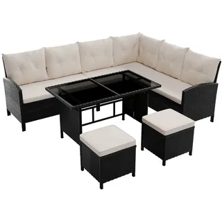 Juskys Manacor Lounge-Set schwarz/beige