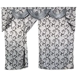 Gardinen by Justyna Verdunkelungsvorhang Grau Barock Gardine Blätter, Kräuselband, abdunkelnd, Verdunkelung,Blickdicht,Verdunkelt,Barock Stil,Orientalisch Perde grau