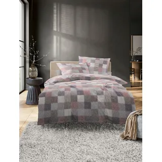 IRISETTE Meran kariert Biber Lila 135 x 200 cm + 80 x 80 cm