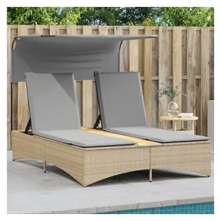 vidaXL Doppel-Sonnenliege 136 x 202 x 140 cm Beige