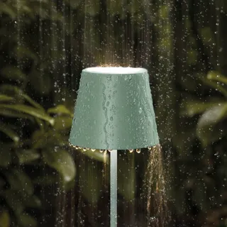LED-Akku-Tischlampe Nuindie rund, 38cm, salbeigrün