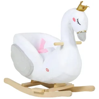 aiyaplay Schaukeltier, Schwan-Schaukel mit Schlaflied weicher Füllung Holzrahmen, Plüsch
