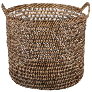 Casa Moro Flechtkorb Rattan Korb Eda Braun mit Henkel (Allzweckkorb Pflanzkorb Blumenkorb Weidenkorb) braun 25 cm