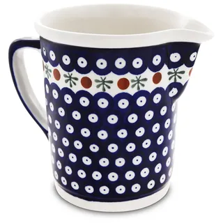 Bunzlauer Keramik großer 1,0 Liter Krug Kanne Karaffe Pitcher - Spülmaschinen- und Mikrowellengeeignet - Handbemalt (Dekor 41)