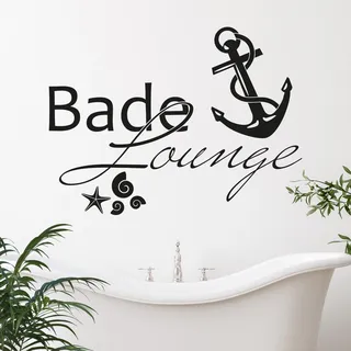 GRAZDesign Wandtattoo Bad Bade Lounge maritime Deko als Aufkleber | Anker - 54x40cm / 071 grau