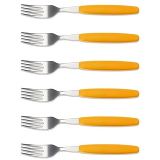 Giesser Messer Bestecklöffel Besteck Gabel, Teelöffel, Löffel, Kuchengabel (6 Stück), schönes Design, langlebig, kombinierbar, spülmaschinenfest gelb