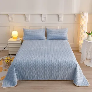 HAIBA Tagesdecke 120 x 200 cm hellblau plüsch bettüberwurf Wendedesign Ultra Weiche Tagesdecke Bettüberwurf, Bedspreads aus Mikrofaser Sofa Überwurfdecke Wohndecke für Bett