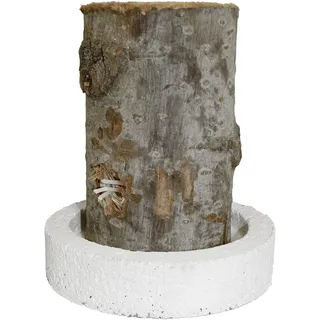 Schwedenfeuer aus Echtholz - Gartenfackel mit Betonsockel Ø 12x18cm - Für Terrasse, Balkon & Outdoor - Pappelholz aus Ungarn - Dekoration & Geschenk