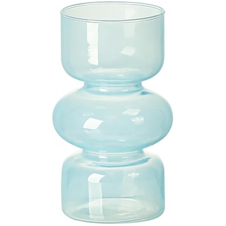 MINGZHE Hydrokulturvase aus Transparentem Glas, 17,8 Cm Große Farbige Glasvase für Blumen, Dreischichtige Blumenvase aus Glas für die Dekoration, Moderne Geometrische Glasvase für(Hellblau)