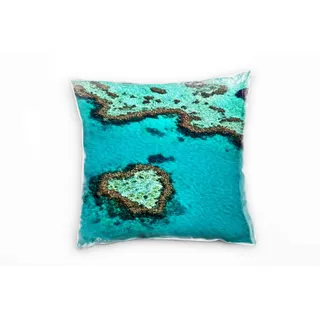 Paul Sinus Art Meer, Korallenriff, Herz, Australien, türkis Deko Kissen 40x40cm für Couch Sofa Lounge Zierkissen - Dekoration zum Wohlfühlen