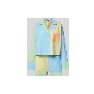 Comfort Fit Pyjama aus reiner Baumwolle Modell 'SCALLOP SEERSUCKER', Hellblau, L