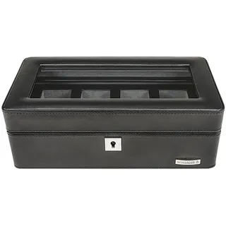 WINDROSE Schmuckkoffer Watch Box, aus echtem Leder schwarz