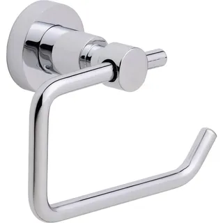 tesa LOXX Toilettenpapierhalter, verchromt - WC-Rollenhalter zur Wandbefestigung ohne Bohren, inkl. Klebelösung - 150 mm x 95 mm x 69 mm