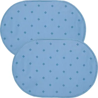 Erwin Müller abwaschbares Tischset, Platzset 2er-Pack Neuss im Rautendesign blau Größe oval: 35x50 cm - acrylversiegeltes Gewebe für leichtes Wischen