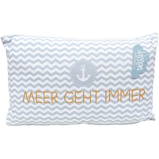 Dekohelden24 Dekokissen Meer geht immer 40 x 13 cm Blau