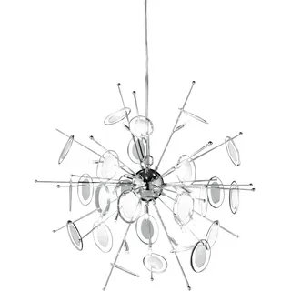 WOFI Hängeleuchte 21-flg. G4 70 cm rund Chrom Glas teilsatiniert