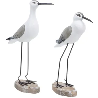 Zerodeko 2 Stück Holz Möwen Skulptur für Tisch und Regal Maritime Dekoration Lebensechte Seemöwe Figur für Wohnzimmer Küche Garten