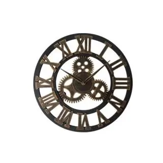 Große 3d-wanduhr Mit Goldenem Zahnrad, 30 Cm, Vintage-holz, Geräuschlos, Industriestil, Römische Ziffern, Steampunk-wanduhr Als Dekoration Für Wohnzimmer, Bar, Restaurant